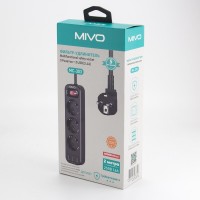 Сетевой фильтр MIVO MC-303, 2м 3 гнезда + 3 USB 2.4A, с переключателем, заземление 16A