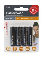 Батарейка солевая GoPower AA R6 BL4