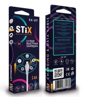 Кабель LIGHTNING STIX SX-07 FAST CHARGE 2.4A (1М) PREMIUM Silicone (огнезащитный и морозостойкий состав)