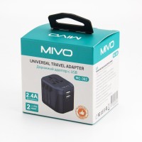 СЗУ MIVO MC-302 с 2-мя USB-портами 2.4A + гнезда (станд. EU, UK, AU, US)