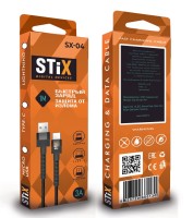 Кабель MICRO USB STIX SX-04 FAST CHARGE 3A (1М) нейлоновый (защита от изломов)