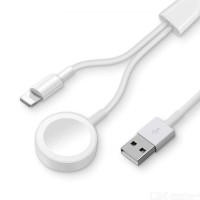 Беспроводное зарядное уст-во для Apple Watch + Lightning  2 в 1 (100см) белый