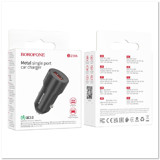 АЗУ BOROFONE BZ19A с USB QC3.0 3A 18W