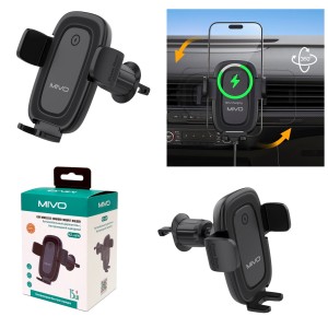 Автодержатель MIVO MZ46W  с беспроводной зарядкой 15W, в дефлектор