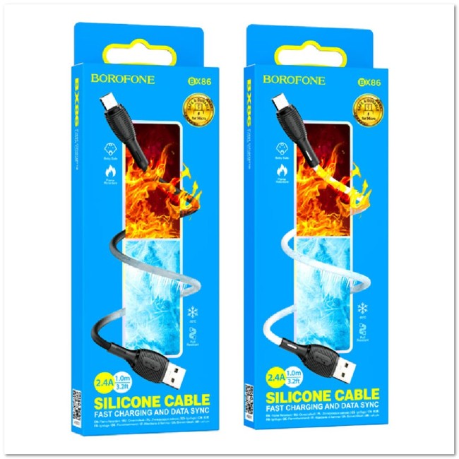 Кабель micro  BOROFONE BX86 2.4А (1М) (ЗАЩИТА ОТ ДЕТЕЙ/ ОТ ПЕРЕГРЕВА/ОТ МОРОЗА)