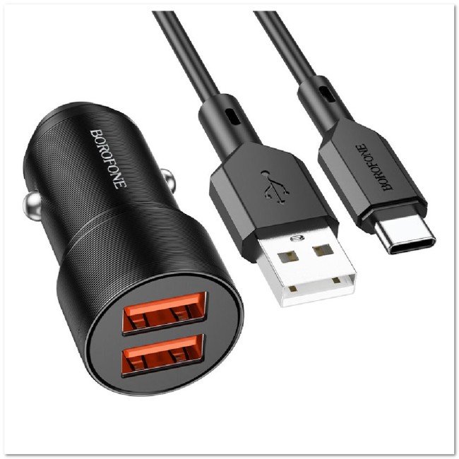АЗУ BOROFONE BZ19B с 2-мя USB + кабель TYPE-C QC3.0 36W