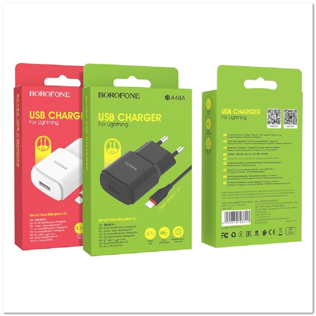 СЗУ BOROFONE BA48A с USB + кабель Lightning 2.1A