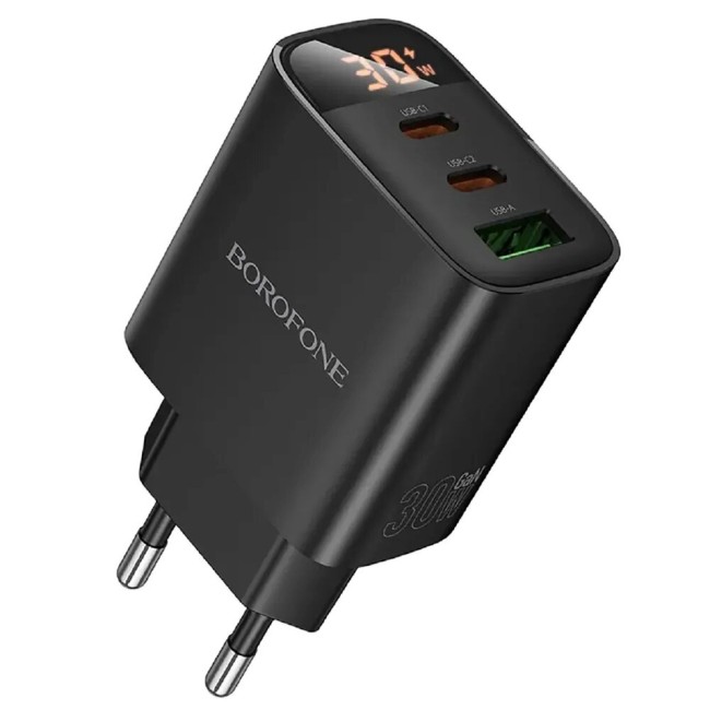 СЗУ BOROFONE BA98A с USB+2TYPE-C портами PD3.0 30W LED-дисплей