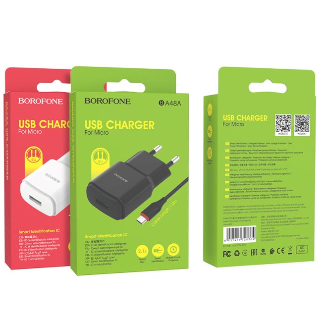 СЗУ BOROFONE BA48A с USB портом + кабель Micro USB 2.1A