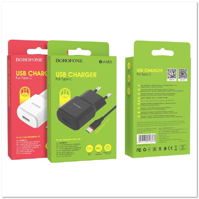 СЗУ BOROFONE BA48A с USB + кабель TYPE-C 2.1A