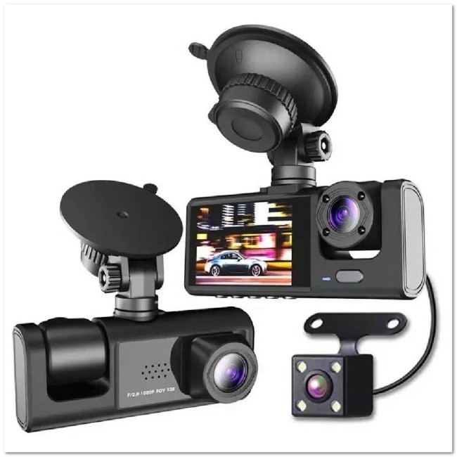 Автомобильный 3-х канальный регистратор CARWAY S1 (FULL HD, 170 гр.+ 140 гр., дорога + салон + задний обзор)