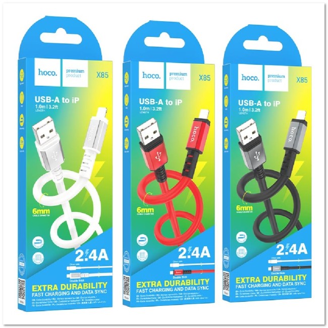 Кабель Lightning HOCO X85  2.4A (L=1M) круглый, толщина 6мм