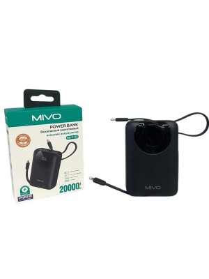POWER-BANK MIVO MB-212Q 20000mAh  PD22,5W+CQ3.0 USB, TYPE-C, LED-дисплей, 2 встроенных кабеля