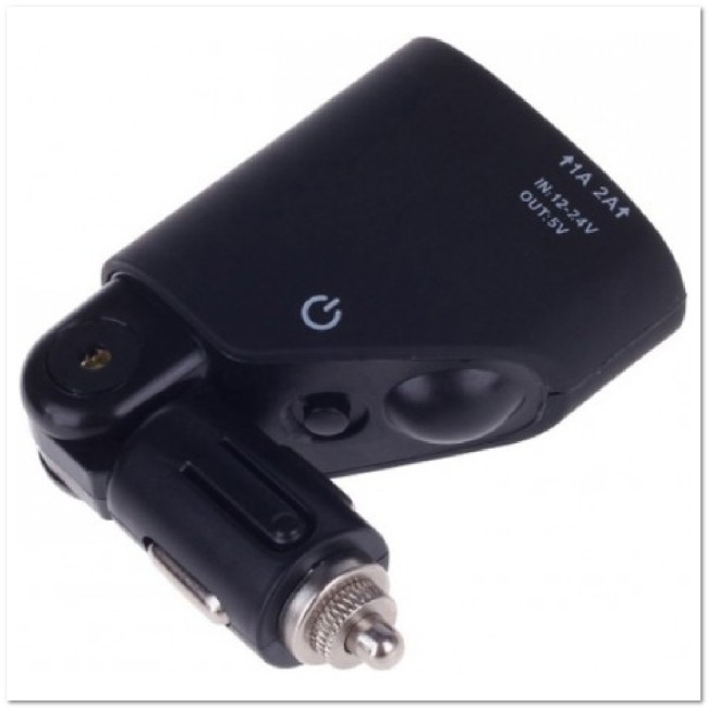 Автомоб. разветвитель Olesson на 1 прикур-ль + 2 USB  (12/24 V) 1351