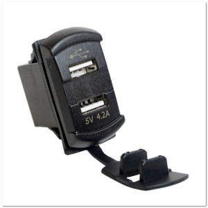 Врезной разъем USB в авто (квадратный) SC14 12-24V 2USB 4.2A + Вольтметр