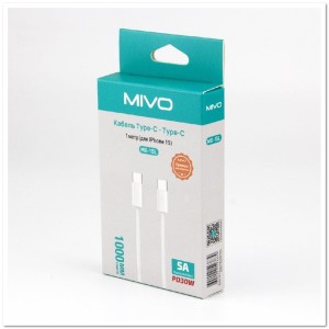 Кабель TYPE C на TYPE C MIVO MX-15 (L=1M) 5А 30W с нейлоновой оплеткой