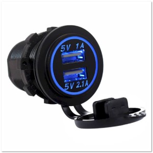 Врезной разъем USB в авто (круглый) CH02 12-24V 2USB 3.1A