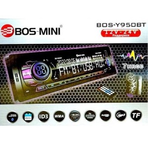 Автомагнитола BT BOS-MINI Y950BT 12-24V/МУЛЬТИРУЛЬ/7 ЦВ./ЕВРОРАЗЪЁМ/ОХЛАДИТЕЛЬ