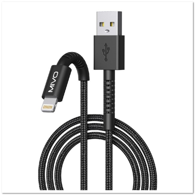 Кабель LIGHTING MIVO MX-47 (L=1M) 2.4A с нейлоновой оплёткой и защитой от изломов
