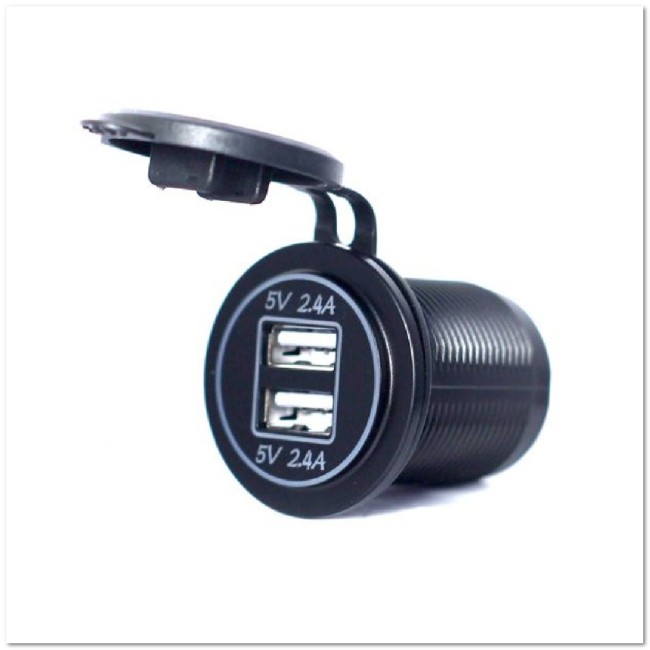 Врезной разъем USB в авто (круглый) CH04 12-24V 2USB 4.8A
