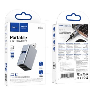 USB-HUB на 3 USB-порта HOCO HB54 (2USB2.0+USB3.0) металл.