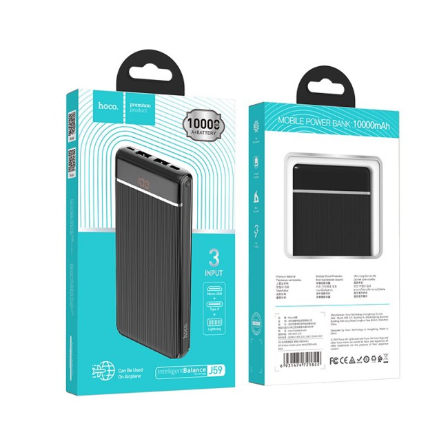 POWER-BANK HOCO J59 10000mAh 2 USB,micro USB, TYPE-C, Lightning