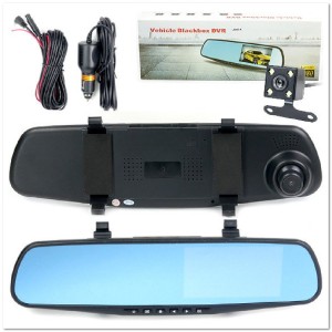 Автомобильный 2-х канальный регистратор-ЗЕРКАЛО L9000 (FULL HD , 120 гр.+ VGA ,120 гр.) AV-IN ,LCD 5, шнур 3 метра