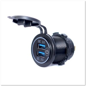Врезной разъем USB в авто (круглый) CH05 12-24V 2USB QC3.0