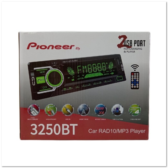 Автомагнитола BLUETOOTH ProkOk 3250 60W/2USB/ЕВРОРАЗЪЕМ/ОХЛАДИТЕЛЬ