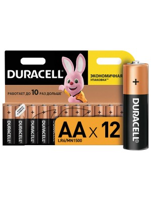 Батарейка алкалиновая DURACELL LR6 AA BL12  (144шт в кор.)