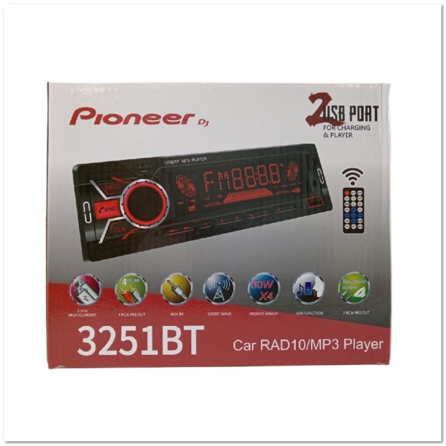 Автомагнитола BLUETOOTH ProkOk 3251 60W/2USB/ЕВРОРАЗЪЕМ/ОХЛАДИТЕЛЬ