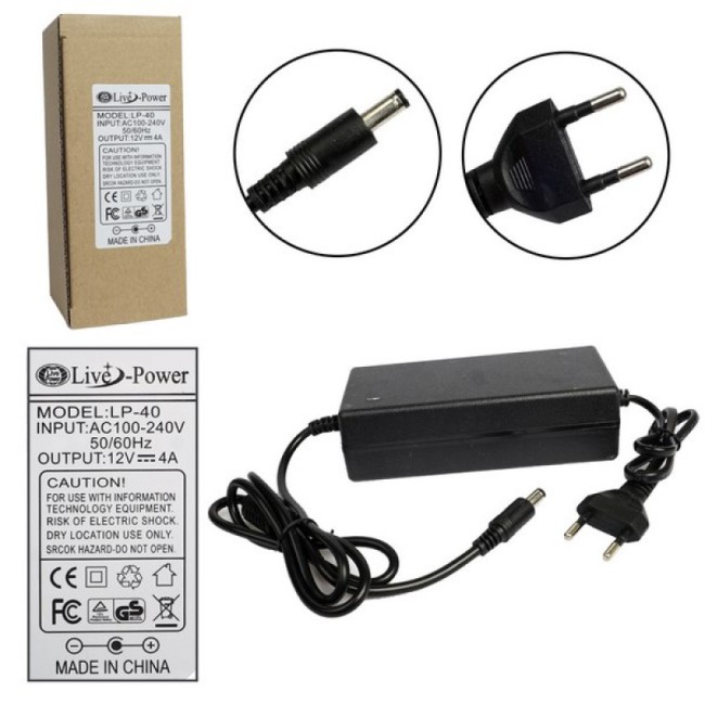СЗУ для цифровых устройств 12V (4А) разъем 5,5 / 2,5 LP-40