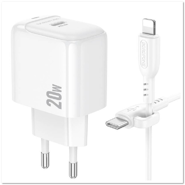СЗУ BOROFONE BS43A с TYPE-C портом + кабель Lightning PD20W