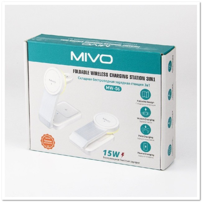 ЗУ беспроводное MIVO MW-06 3в1