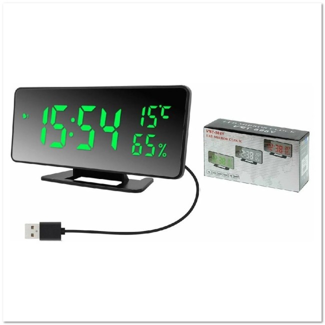 LED-ЧАСЫ электронные c будильником и термометром VST 888-4 (зеленая подсветка)