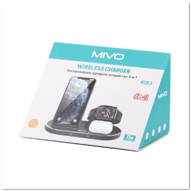 ЗУ беспроводное MIVO MW-05 3в1