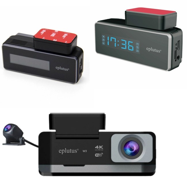 Автомобильный 2-х канальный регистратор  EPLUTUS W3 СКРЫТЫЙ (Wi-Fi, 3840x2160 4K UHD, 170 градусов)