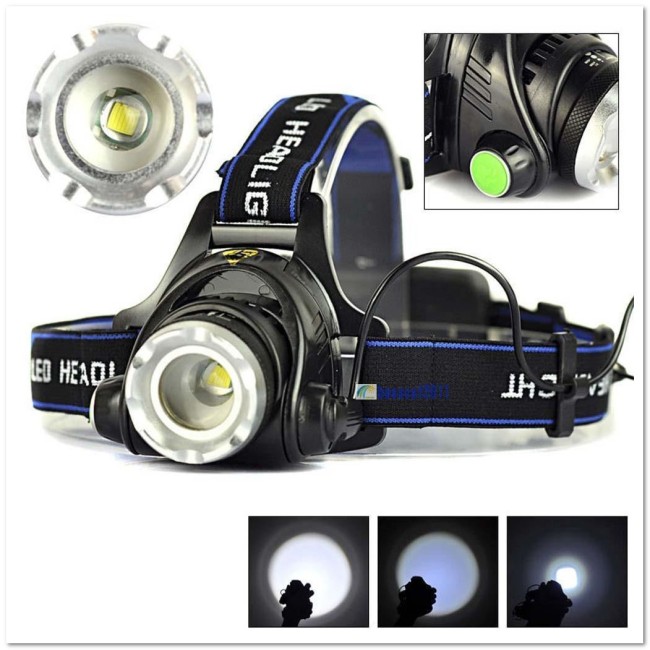 Фонарь налобный T-119 (LED, 1*18650, ZOOM, Т6)