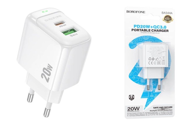 СЗУ BOROFONE BAS44A с USB+TYPE-C портами PD3.0 20W