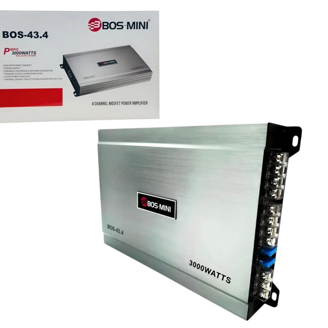 Автомобильный усилитель звука BOS-MINI 43.4 3000W (4 канала)