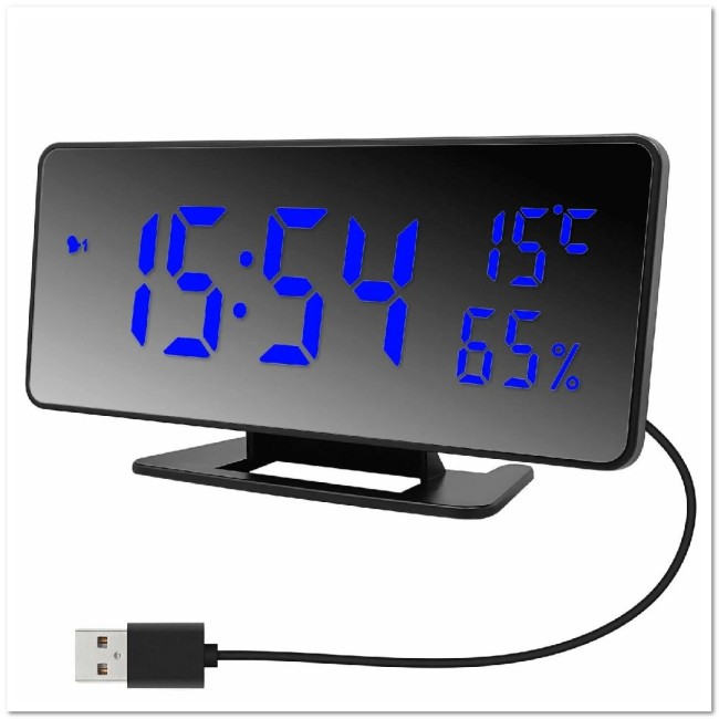 LED-ЧАСЫ электронные c будильником и термометром VST 888-5 (синяя подсветка)