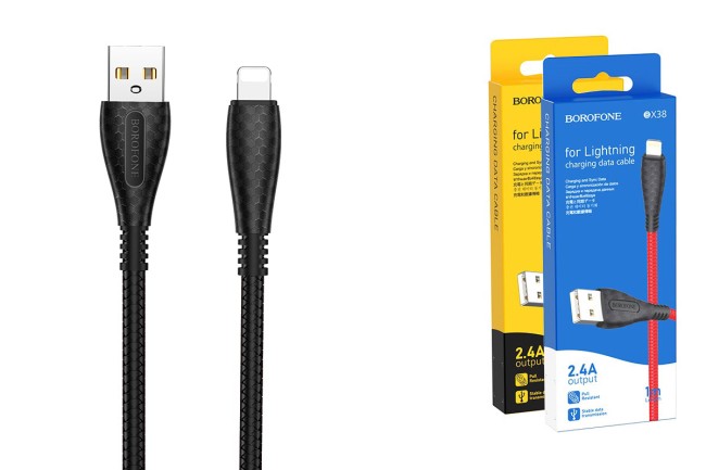 Кабель Lightning  BOROFONE BX38 2.4А (1М) (резиновый)