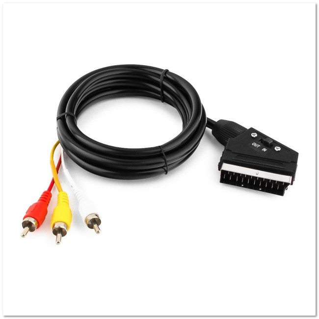Видеокабель SCART-3RCA SK16 PREMIUM с переключателем