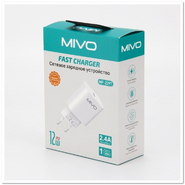 СЗУ MIVO MP-229T с TYPE-C портом 2.4А 12W