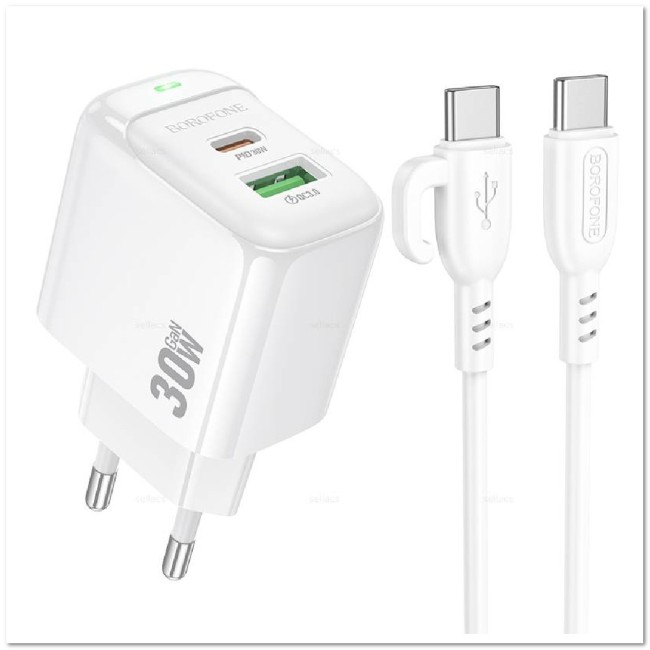 СЗУ BOROFONE BAS45A с USB+ TYPE-C портом + кабель Type-C PD30W