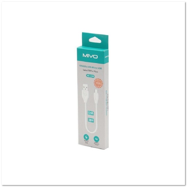 Кабель micro USB MIVO MX-03 (L=0.30M) 2.4A