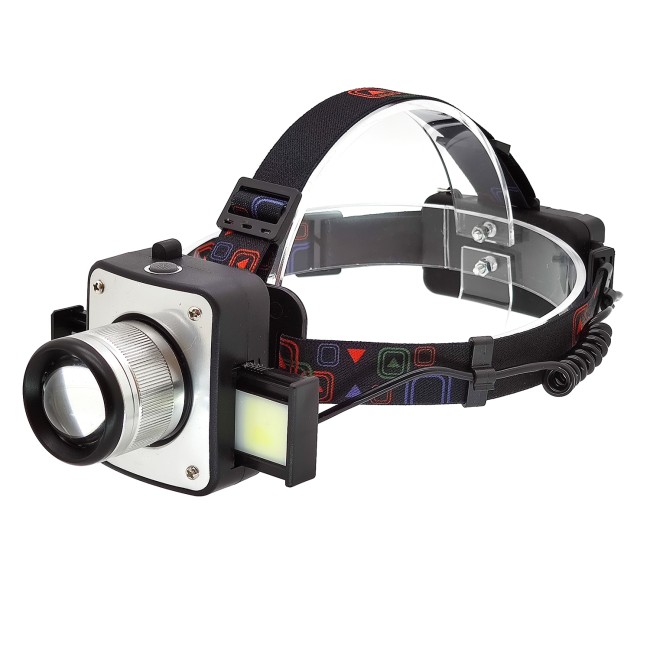 Фонарь налобный Патриот PT-FLG11 (LED, 3 с/д, 18650, ZOOM, 3 режима)