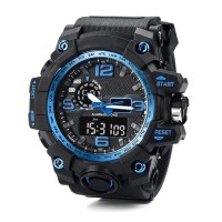 Водонепроницаемые наручные часы SPORT  G-SHOK 1610 black-blue (+ механика) тех.пак.