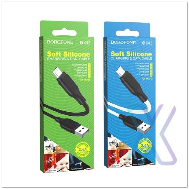 Кабель Lightning  BOROFONE BX42 2.4 А (1М) (ЗАЩИТА ОТ ДЕТЕЙ/ ОТ ПЕРЕГРЕВА/ОТ МОРОЗА)