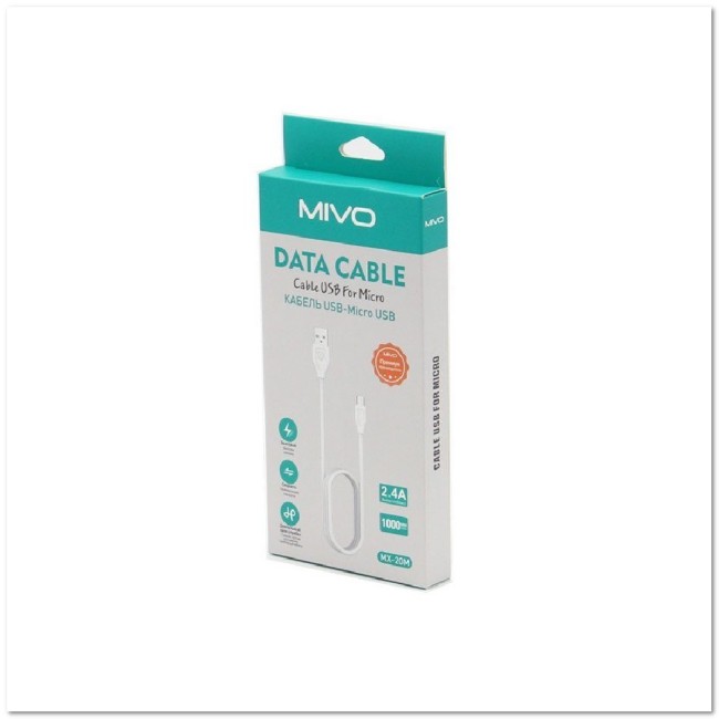 Кабель micro USB MIVO MX-20 (L=1M) 2.4A